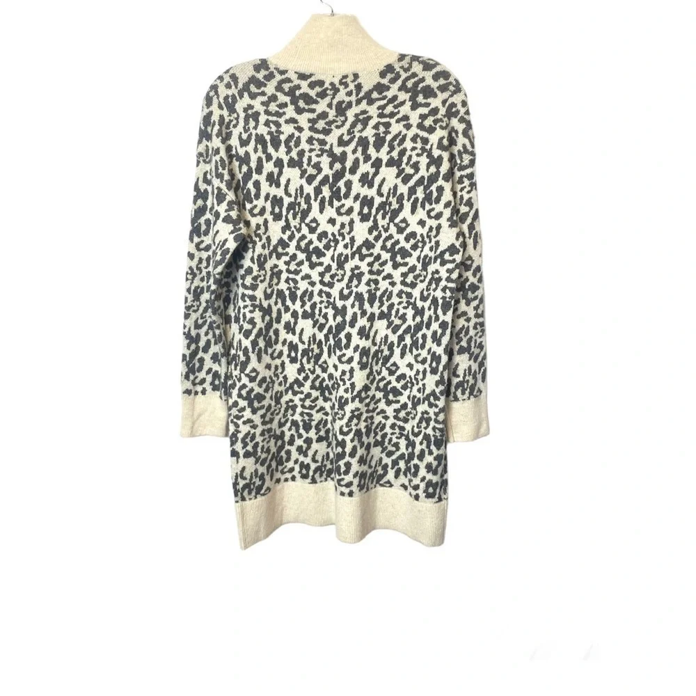 LOFT Leopard Print Jacquard Turtleneck Wool Blend Sweater Dress - Picture 8 of 8
